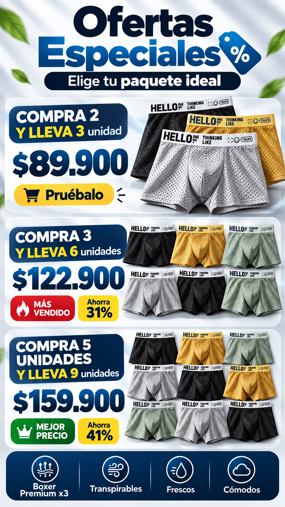 Boxer Premiumx3 OLVIDATE DE LOS MALOS OLORES · Banner de oferta