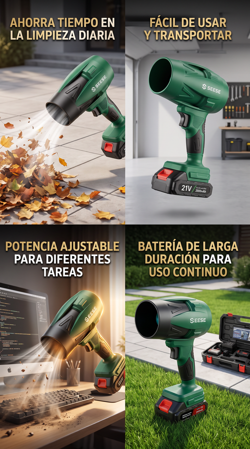 TurboSoplador PRO™ 1500W | Batería + Maletín GRATIS · Beneficios