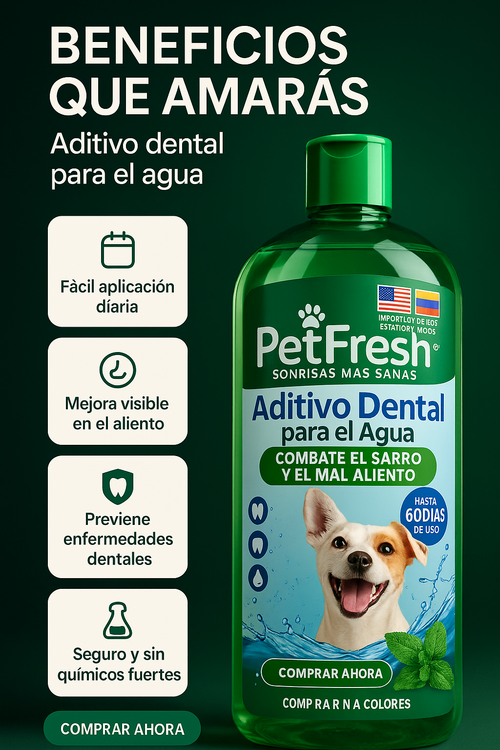ADITIVO DENTAL PARA EL AGUA Aliento fresco • Higiene bucal diaria · Beneficios
