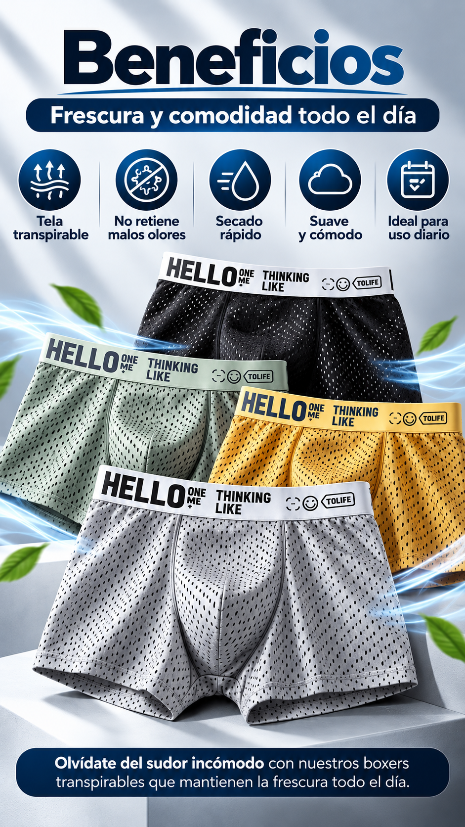 Boxer Premiumx3 OLVIDATE DE LOS MALOS OLORES · Beneficios