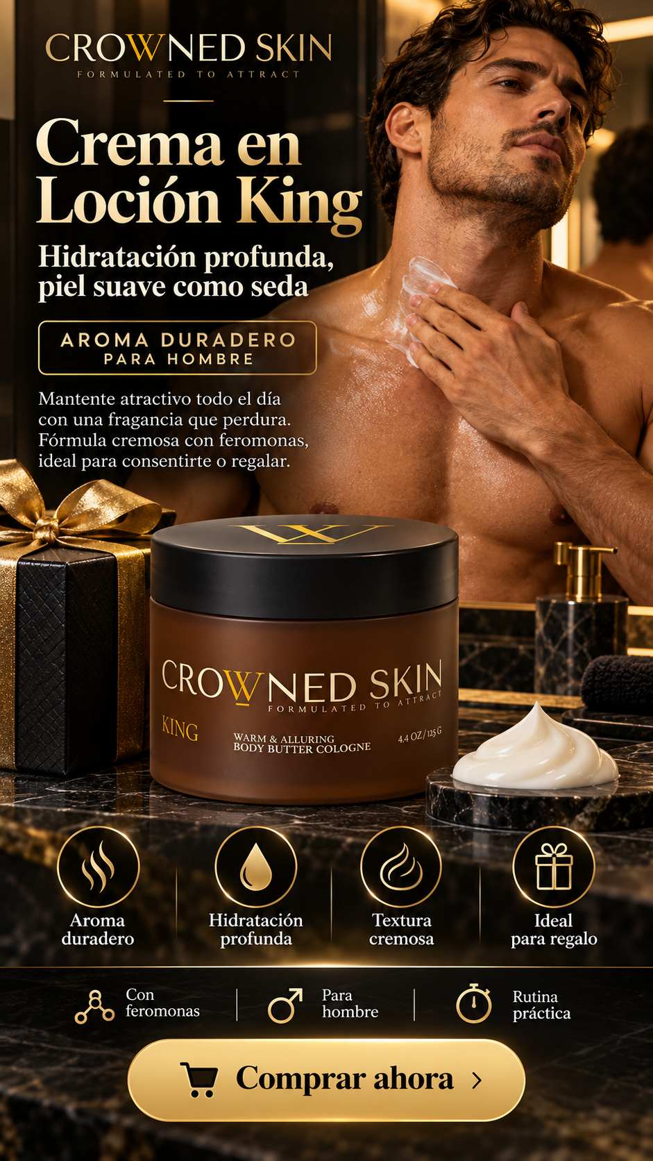 Crema en Loción Crow Ned — "Hidratación profunda, piel suave como seda" · Hero (principal)